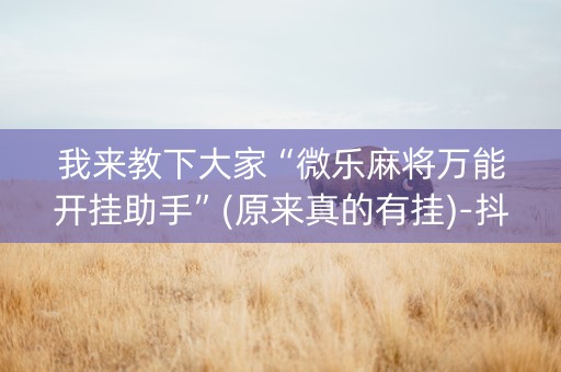 我来教下大家“微乐麻将万能开挂助手”(原来真的有挂)-抖音