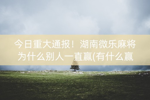 今日重大通报！湖南微乐麻将为什么别人一直赢(有什么赢的技巧)
