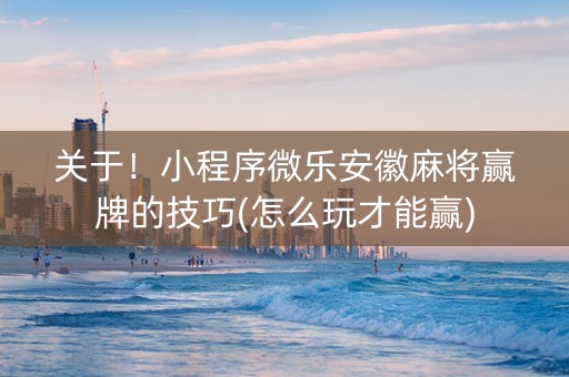 关于！小程序微乐安徽麻将赢牌的技巧(怎么玩才能赢)