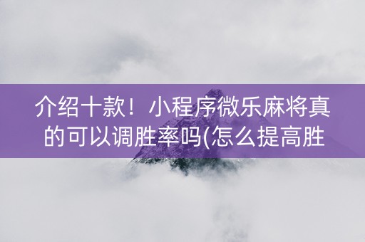 介绍十款！小程序微乐麻将真的可以调胜率吗(怎么提高胜率)