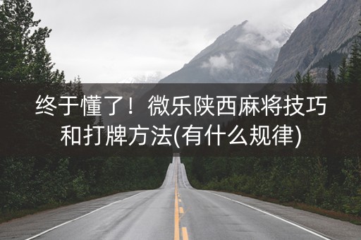 终于懂了！微乐陕西麻将技巧和打牌方法(有什么规律)