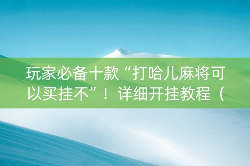 玩家必备十款“打哈儿麻将可以买挂不”！详细开挂教程（确实真的有挂)-抖音