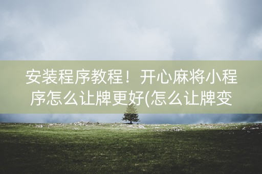 安装程序教程！开心麻将小程序怎么让牌更好(怎么让牌变好)
