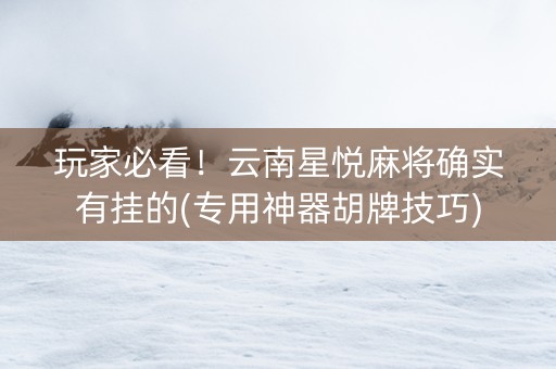 玩家必看！云南星悦麻将确实有挂的(专用神器胡牌技巧)
