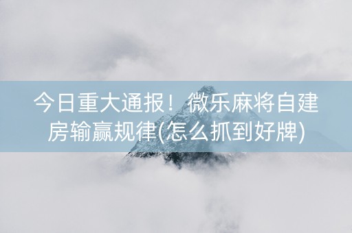 今日重大通报！微乐麻将自建房输赢规律(怎么抓到好牌)