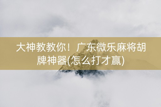 大神教教你！广东微乐麻将胡牌神器(怎么打才赢)