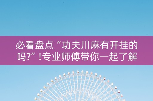 必看盘点“功夫川麻有开挂的吗?”!专业师傅带你一起了解（详细教程）-抖音