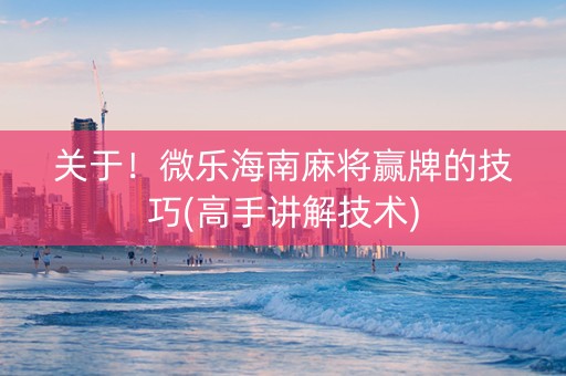 关于！微乐海南麻将赢牌的技巧(高手讲解技术)