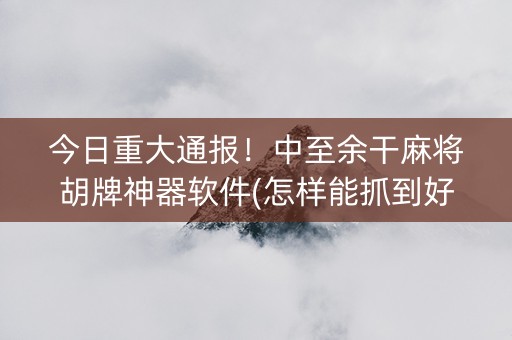 今日重大通报！中至余干麻将胡牌神器软件(怎样能抓到好牌)