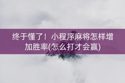 终于懂了！小程序麻将怎样增加胜率(怎么打才会赢)
