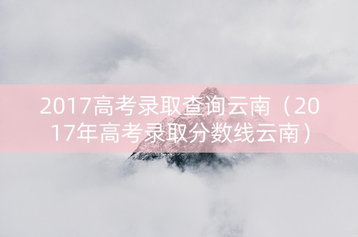 2017高考录取查询云南（2017年高考录取分数线云南）