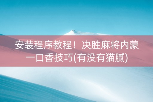 安装程序教程！决胜麻将内蒙一口香技巧(有没有猫腻)