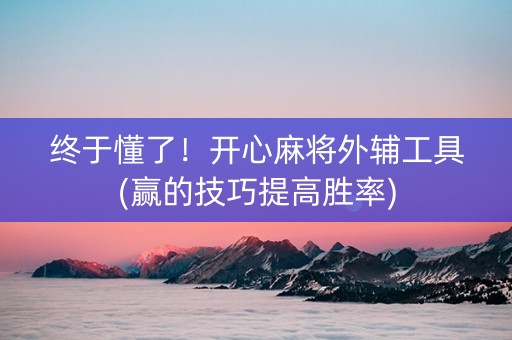 终于懂了！开心麻将外辅工具(赢的技巧提高胜率)