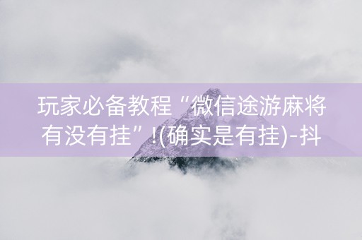 玩家必备教程“微信途游麻将有没有挂”!(确实是有挂)-抖音