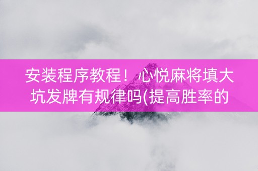 安装程序教程！心悦麻将填大坑发牌有规律吗(提高胜率的方法)