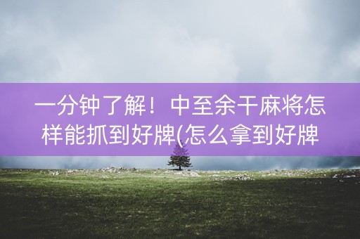 一分钟了解！中至余干麻将怎样能抓到好牌(怎么拿到好牌)