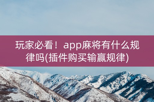 玩家必看！app麻将有什么规律吗(插件购买输赢规律)