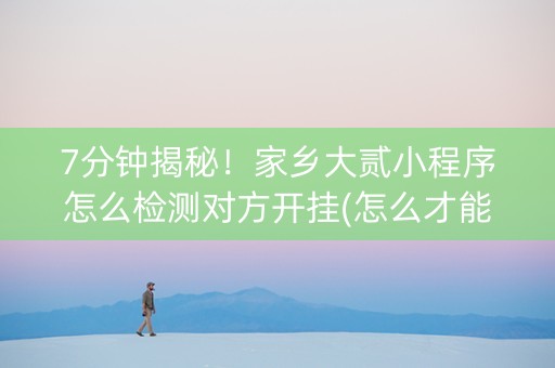 7分钟揭秘！家乡大贰小程序怎么检测对方开挂(怎么才能赢得多)