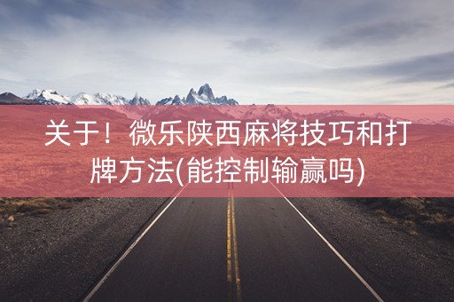关于！微乐陕西麻将技巧和打牌方法(能控制输赢吗)