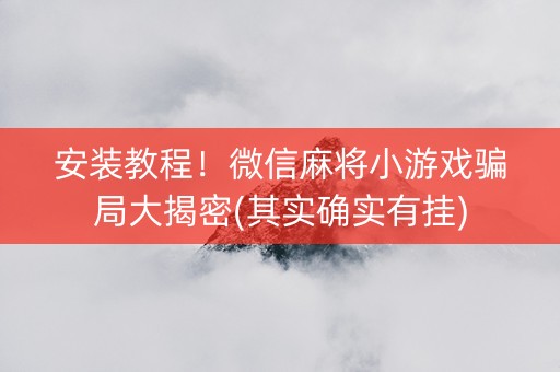 安装教程！微信麻将小游戏骗局大揭密(其实确实有挂)