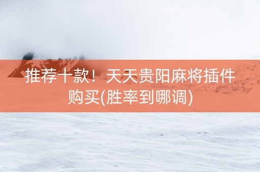 推荐十款！天天贵阳麻将插件购买(胜率到哪调)