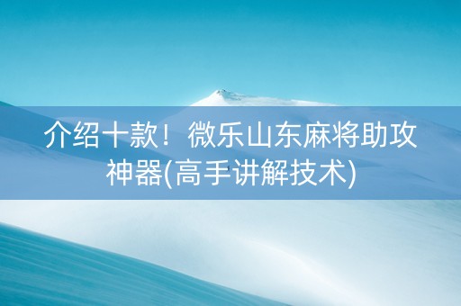 介绍十款！微乐山东麻将助攻神器(高手讲解技术)