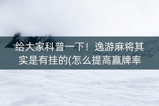 给大家科普一下！逸游麻将其实是有挂的(怎么提高赢牌率)