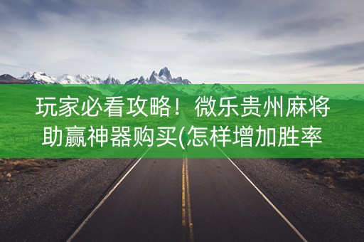 玩家必看攻略！微乐贵州麻将助赢神器购买(怎样增加胜率)