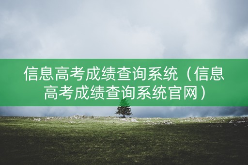 信息高考成绩查询系统（信息高考成绩查询系统官网）