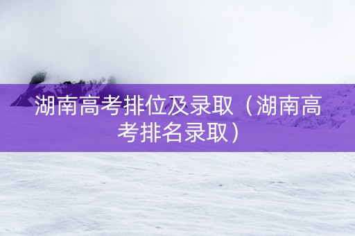 湖南高考排位及录取（湖南高考排名录取）