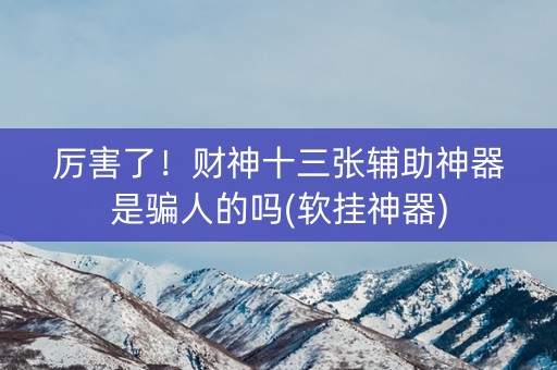 厉害了！财神十三张辅助神器是骗人的吗(软挂神器)