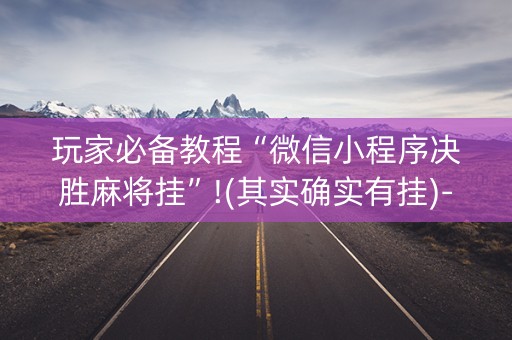 玩家必备教程“微信小程序决胜麻将挂”!(其实确实有挂)-抖音