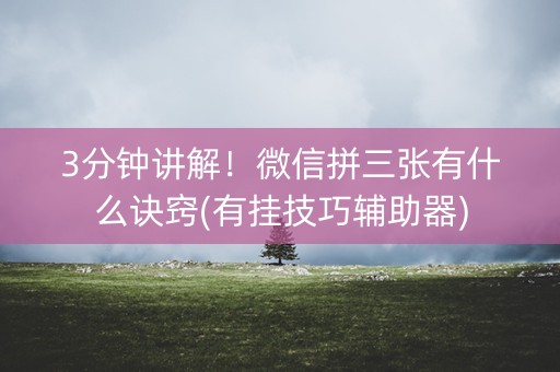 3分钟讲解！微信拼三张有什么诀窍(有挂技巧辅助器)