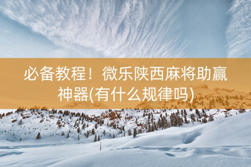 必备教程！微乐陕西麻将助赢神器(有什么规律吗)