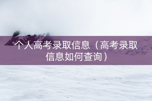个人高考录取信息（高考录取信息如何查询）