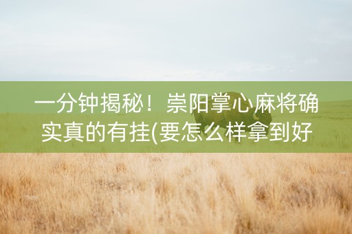 一分钟揭秘！崇阳掌心麻将确实真的有挂(要怎么样拿到好牌)