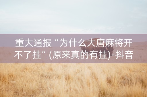 重大通报“为什么大唐麻将开不了挂”(原来真的有挂)-抖音