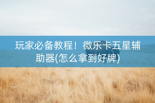 玩家必备教程！微乐卡五星辅助器(怎么拿到好牌)
