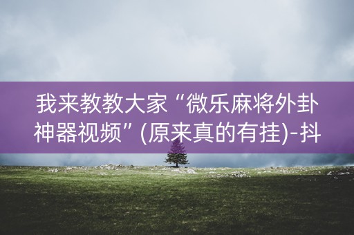 我来教教大家“微乐麻将外卦神器视频”(原来真的有挂)-抖音
