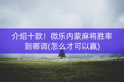 介绍十款！微乐内蒙麻将胜率到哪调(怎么才可以赢)