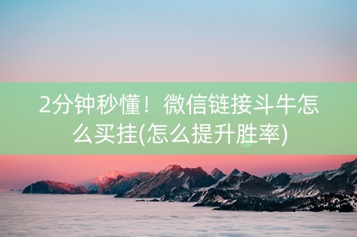 2分钟秒懂！微信链接斗牛怎么买挂(怎么提升胜率)
