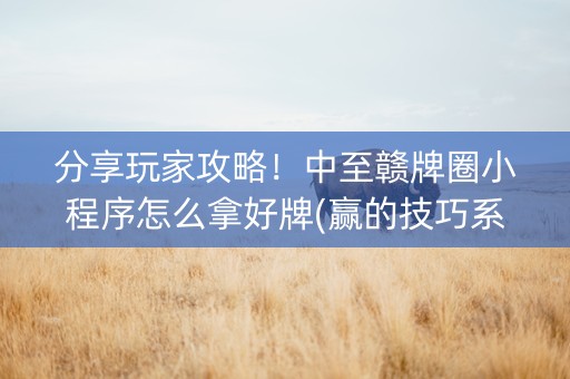 分享玩家攻略！中至赣牌圈小程序怎么拿好牌(赢的技巧系统规律)