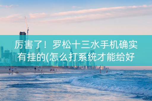厉害了！罗松十三水手机确实有挂的(怎么打系统才能给好牌)