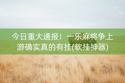 今日重大通报！一乐麻将争上游确实真的有挂(软挂神器)