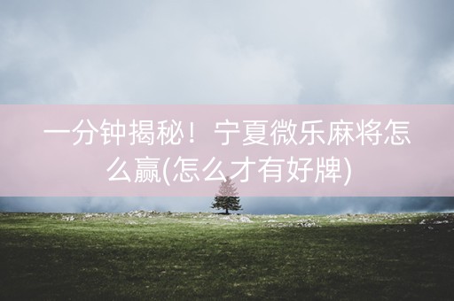 一分钟揭秘！宁夏微乐麻将怎么赢(怎么才有好牌)