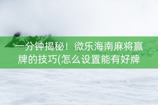 一分钟揭秘！微乐海南麻将赢牌的技巧(怎么设置能有好牌)