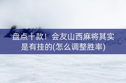 盘点十款！会友山西麻将其实是有挂的(怎么调整胜率)