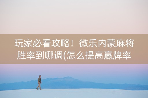 玩家必看攻略！微乐内蒙麻将胜率到哪调(怎么提高赢牌率)