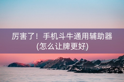 厉害了！手机斗牛通用辅助器(怎么让牌更好)