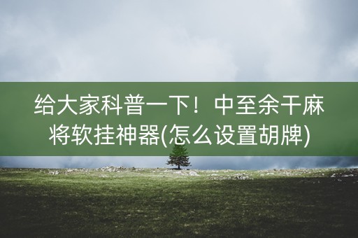 给大家科普一下！中至余干麻将软挂神器(怎么设置胡牌)